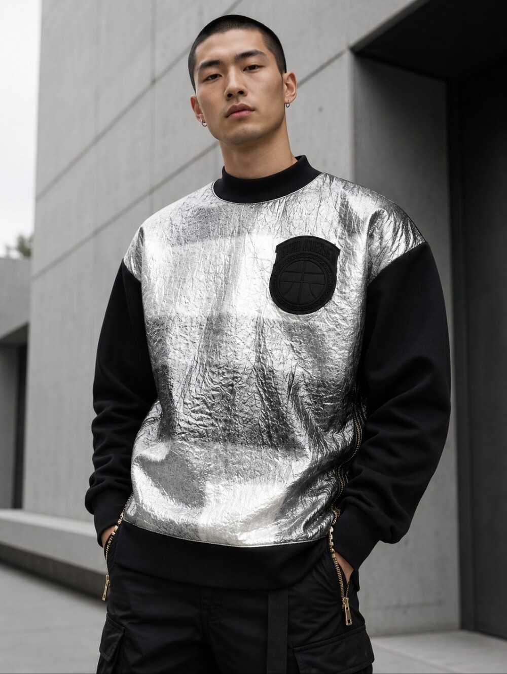 Astrid Andersen FW15 Runway Metallic Logo Sweatshirt S